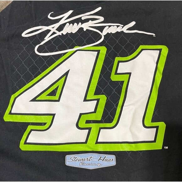Stewart Haas Nascar Graphic T-Shirt Kurt Busch 41 Black Green Size 2XL Short Sle - Picture 5 of 5